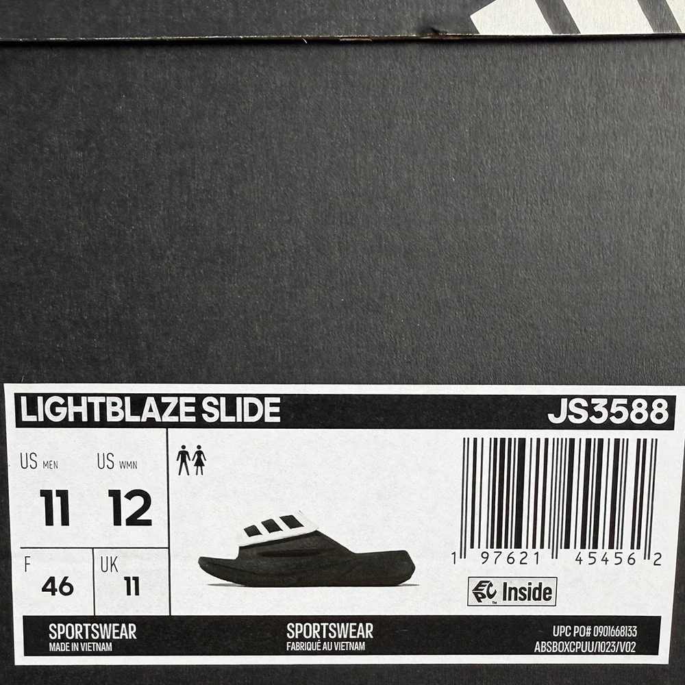 Adidas Lightblaze Slide Sandals - NWT Mens Size 11 Black / White -  #49785-OF